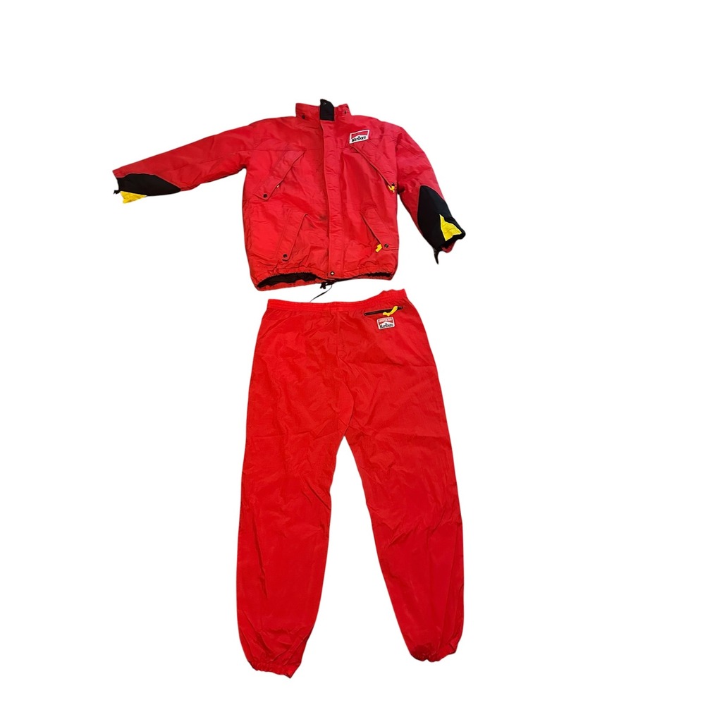 Vintage Marlboro Adventure Team Red Nylon Down Jacket and Pants Suit Set Mens